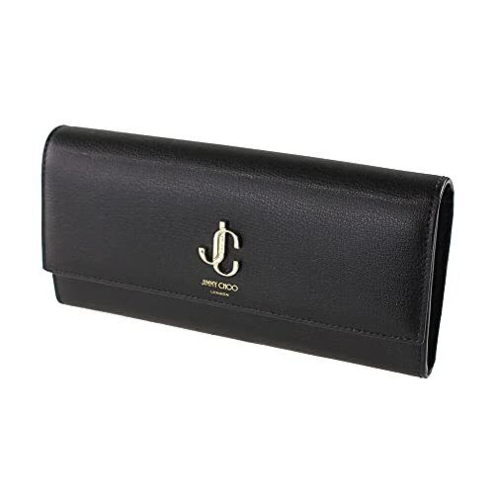 NWT Jimmy Choo JC CONTINENTAL CALFSKIN MARTINA CONTINENTAL WALLET IN BLA…